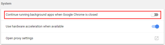disable background apps when Chrome is closed
