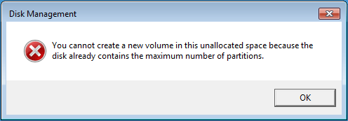 disk management error