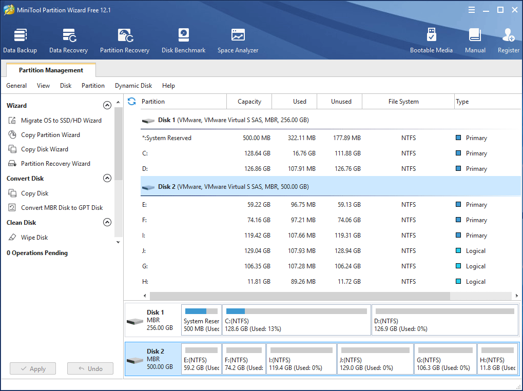 disk management in MiniTool Partition Wizard