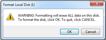 formatting will erase all data