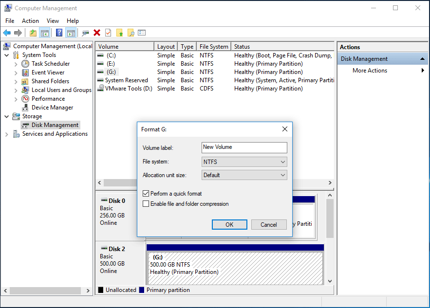 format Windows partition with Disk Management