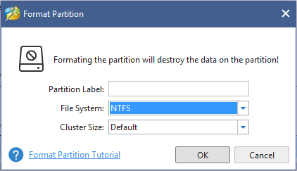 specify file system and cluster size