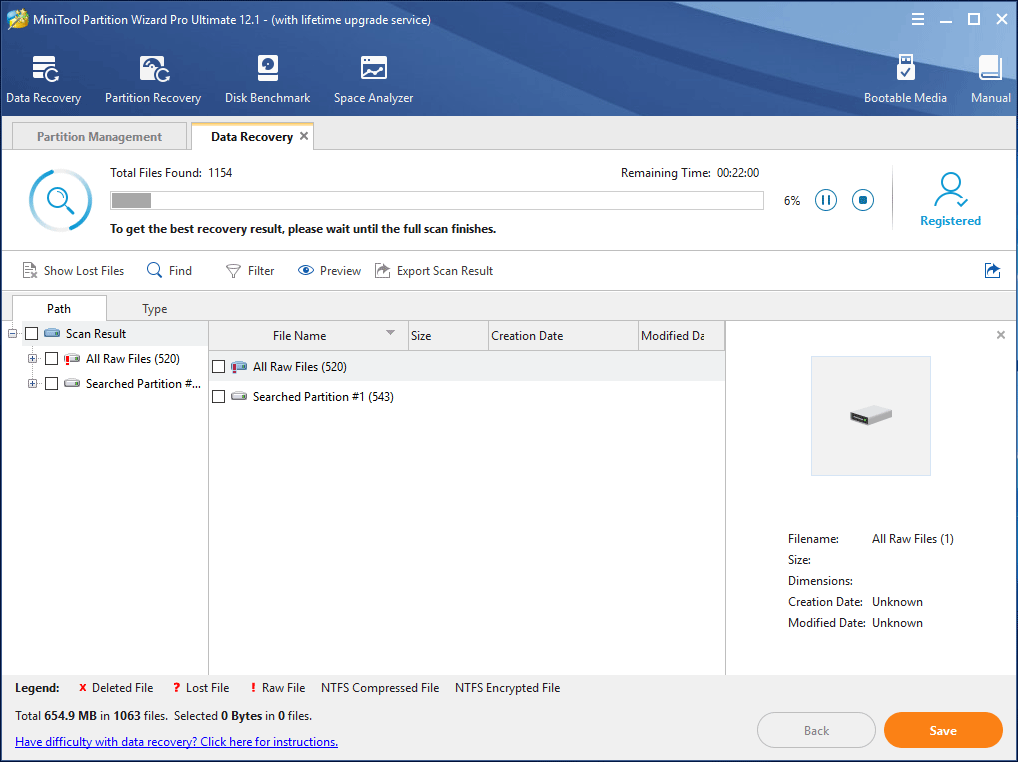 scanning seleted partition