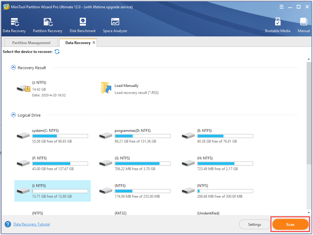 select a partition to scan