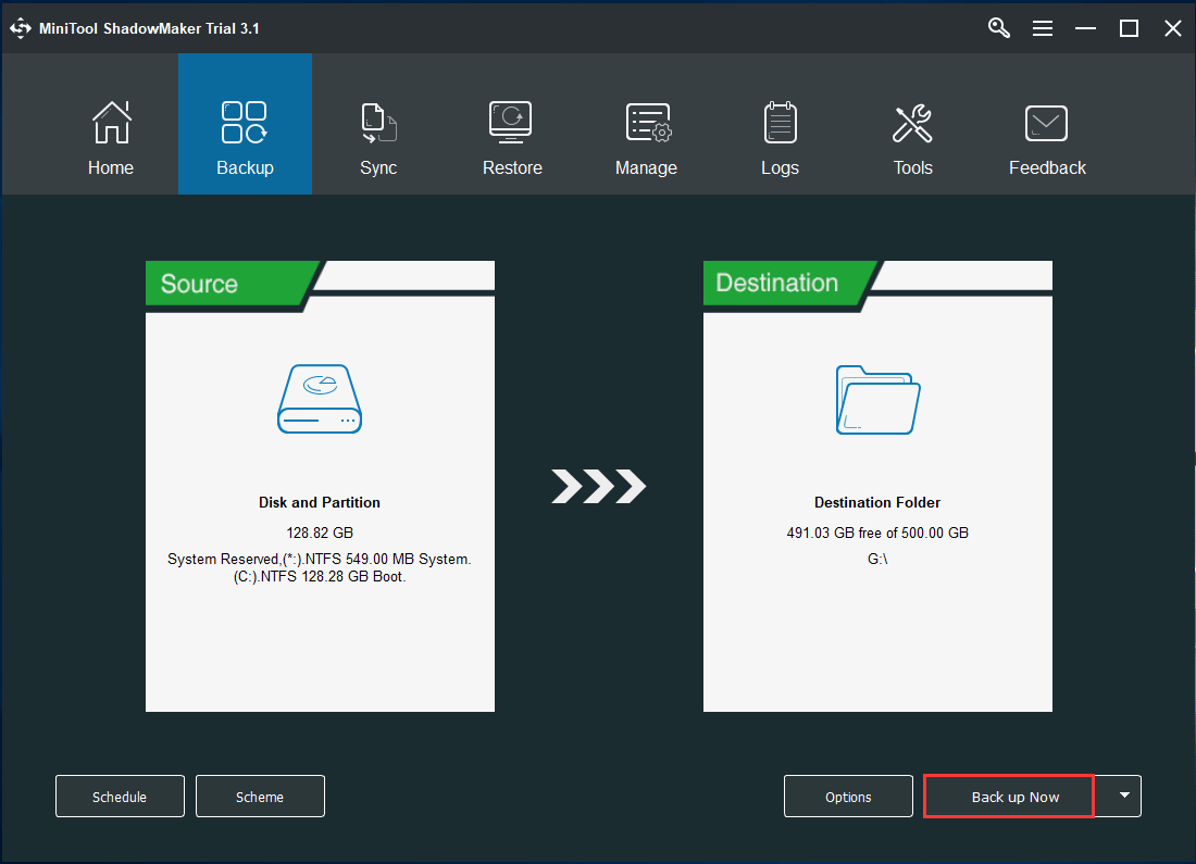 MiniTool ShadowMaker back up Windows 10