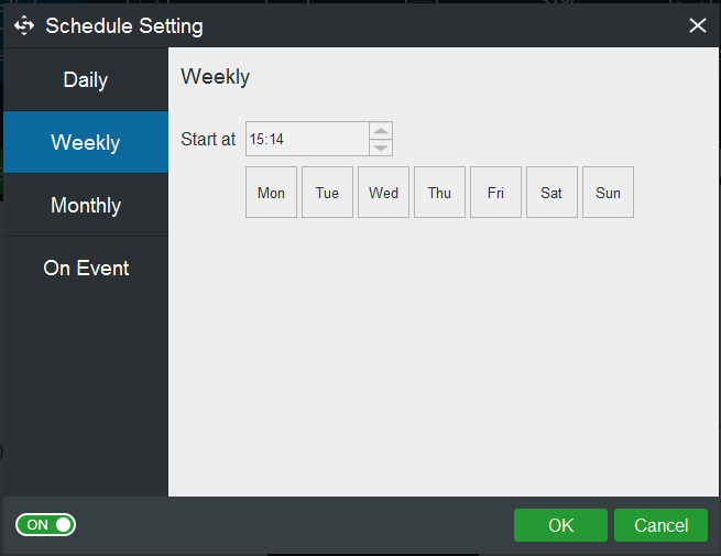 use schedule feature to create automatic backups