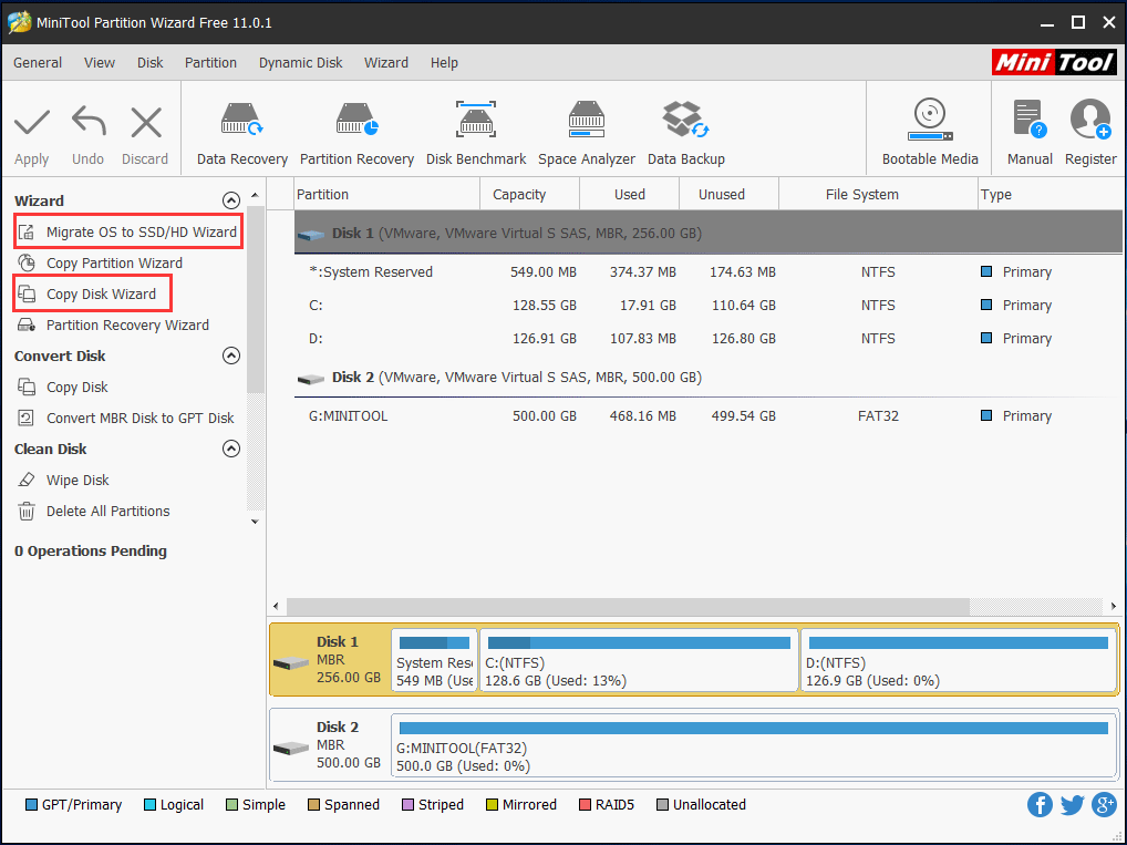 MiniTool Partition Wizard main interface