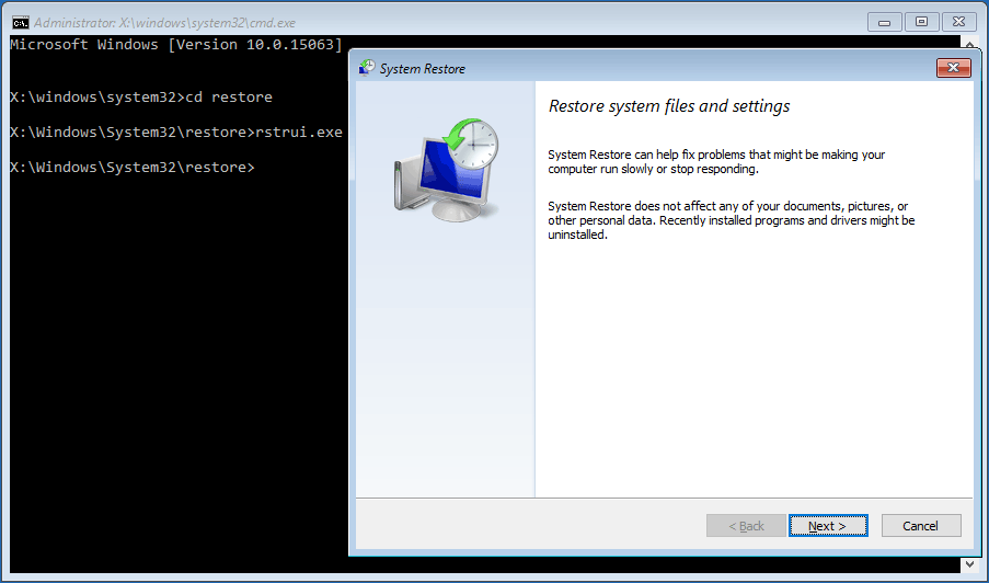 command prompt factory reset Windows 10