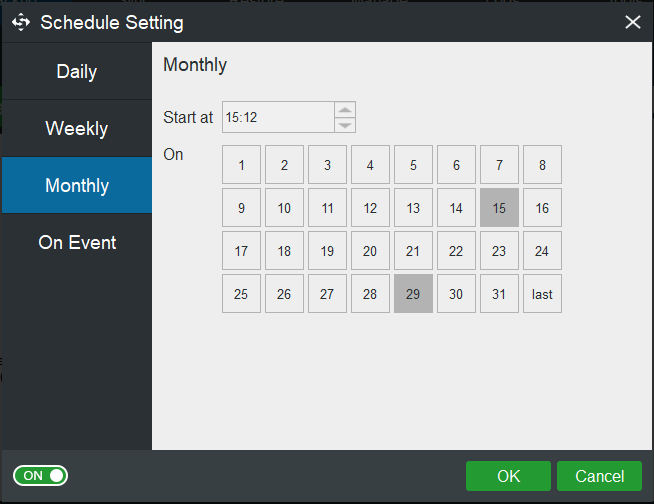 schedule setting