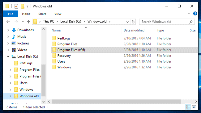 find Windows.old files 