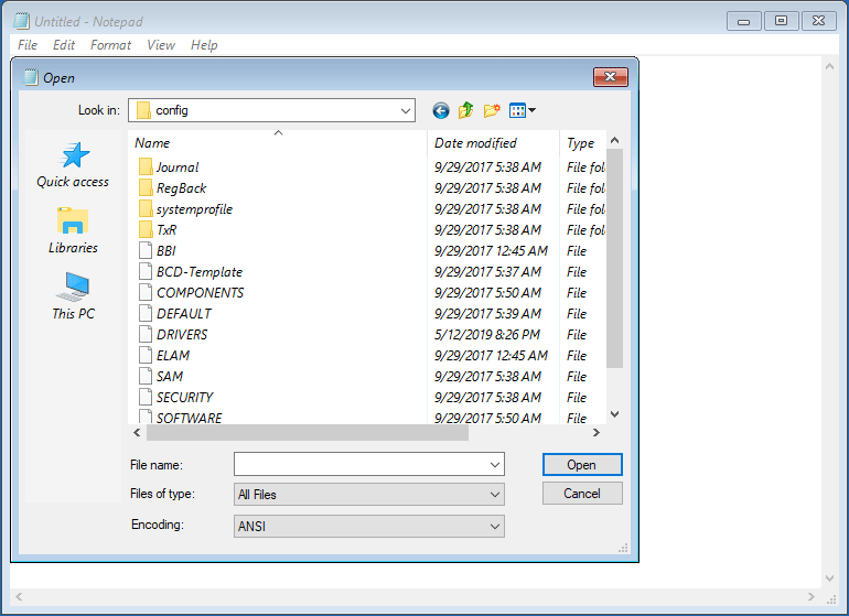 Windows/System32/config folder