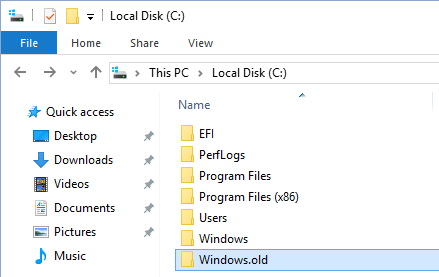 Windows.old folder in the C drive