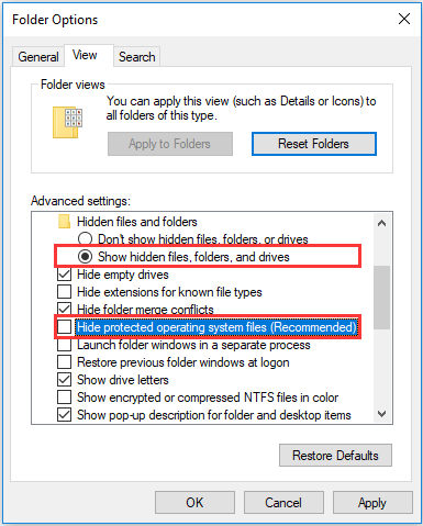 set up Windows to show Windows.old in File Explorer