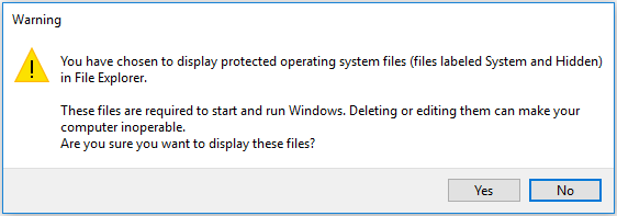 be careful do not editing or deleting the system files once they are visible