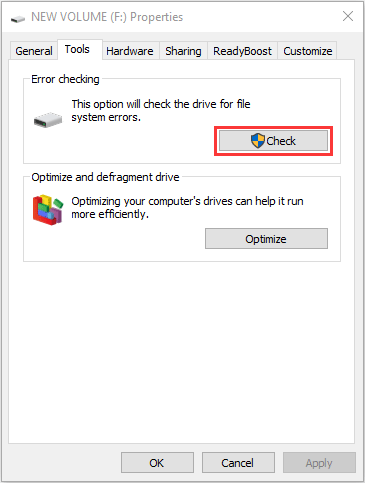 make an error checking for USB flash drive