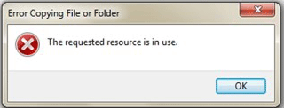 Error Copying File or Folder: The requested resource is in use