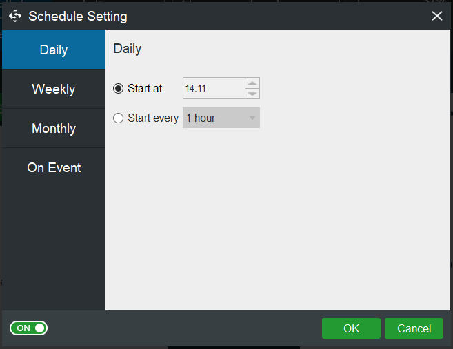  click Schedule to set up your own schedule backup