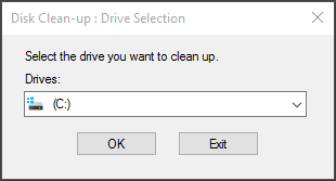 select C: as the drive to cleanup