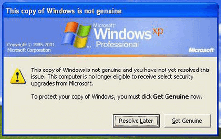Windows XP not activated