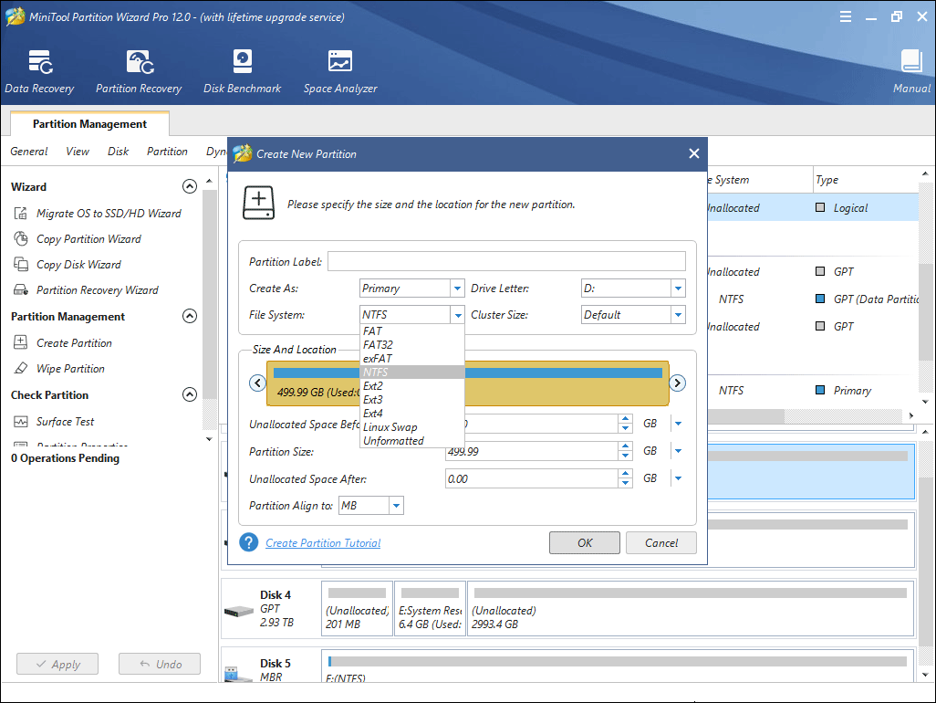 set parameter for the new partition