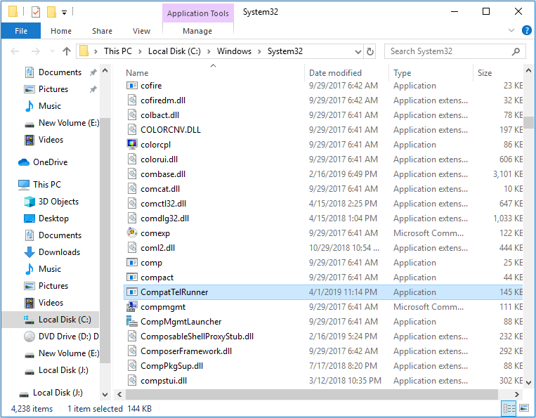open System32 folder