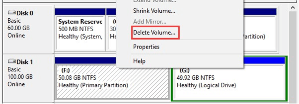 disk manager delete