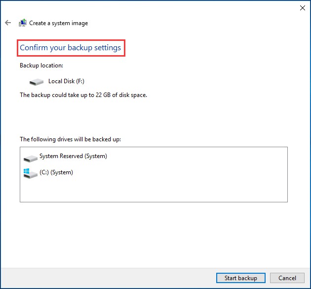 confirm your backup setting