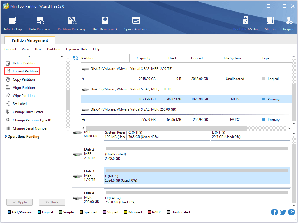 click the Format Partition feature from the left panel