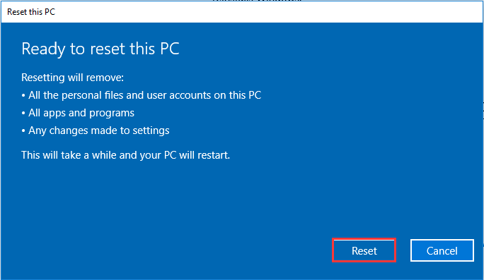 click reset to refresh PC