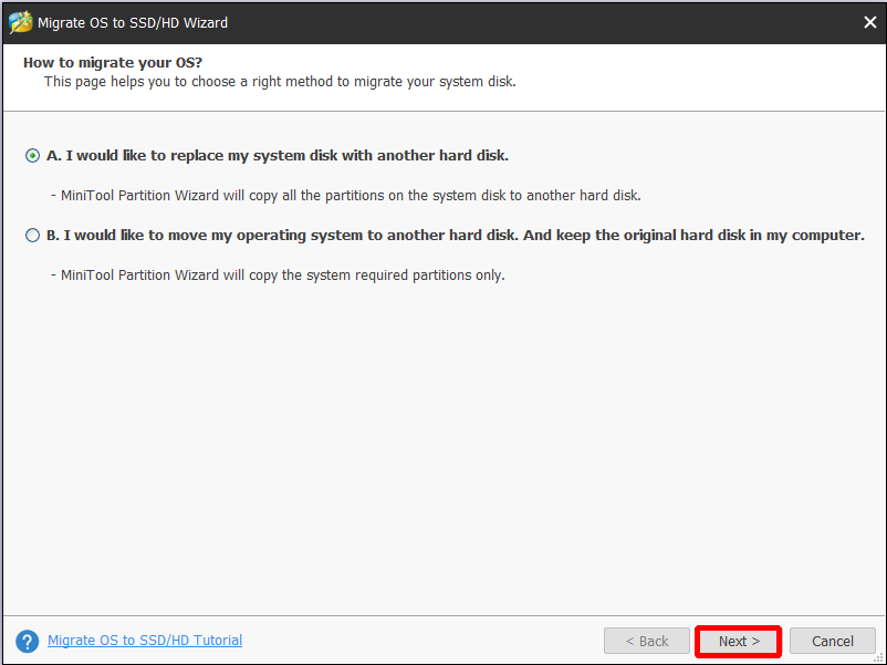 choose how to migrate the dynamic disk and click Next