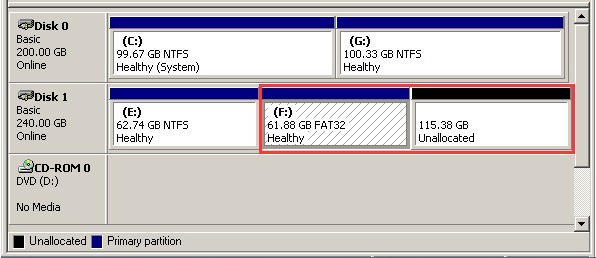 extend fat32 partition dm
