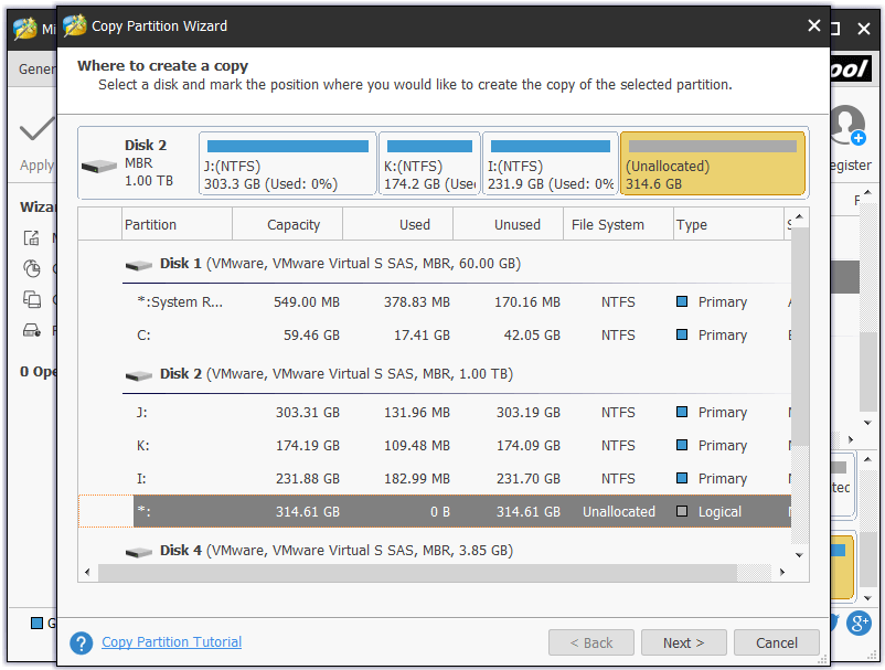 choose unallocated space on a basic disk
