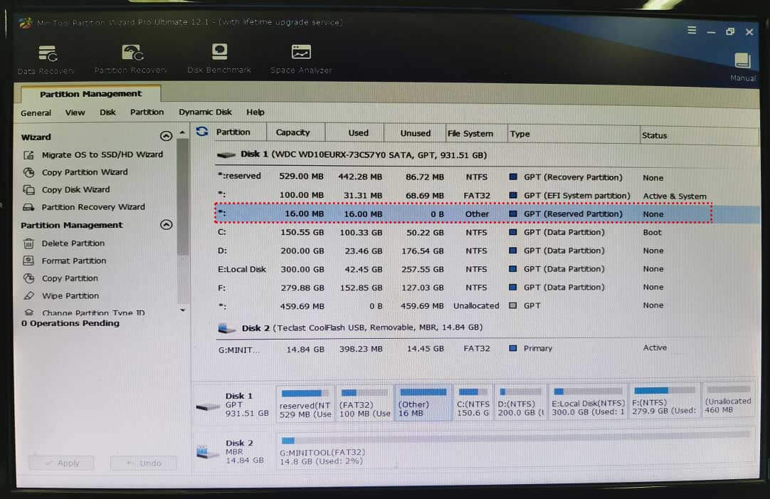 the main interface of MiniTool Partition Wizard bootable media