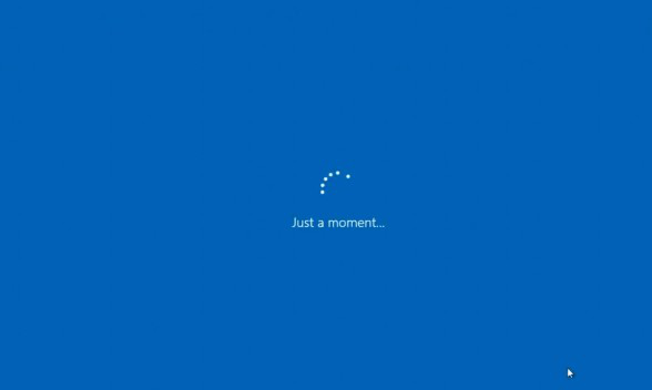 a blue screen with spinning dots