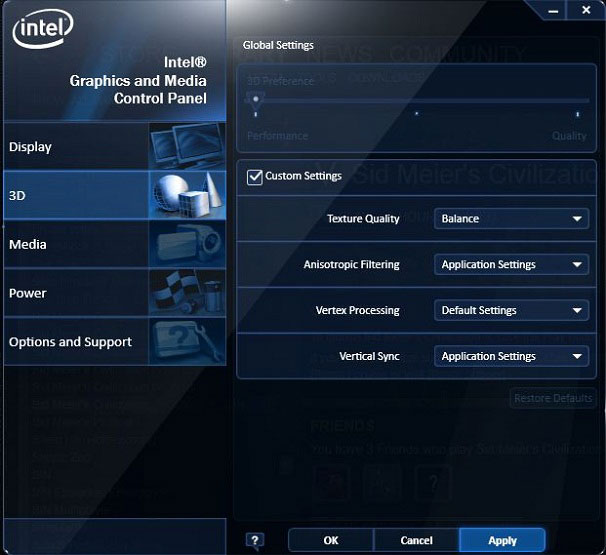 Intel Graphics and Media Control Panel