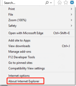 select About Internet Explorer