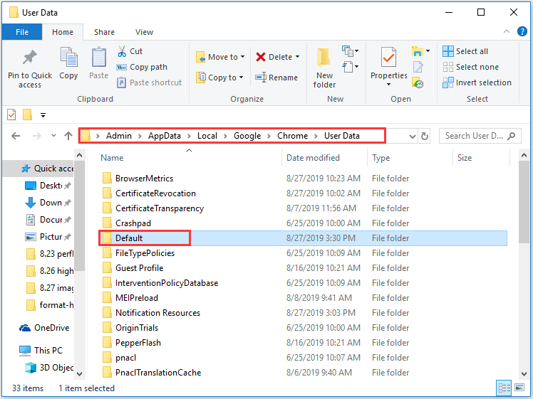 rename Chrome data folder