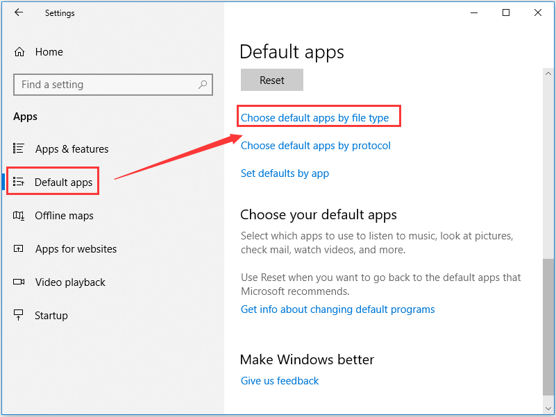 choose default apps by file type