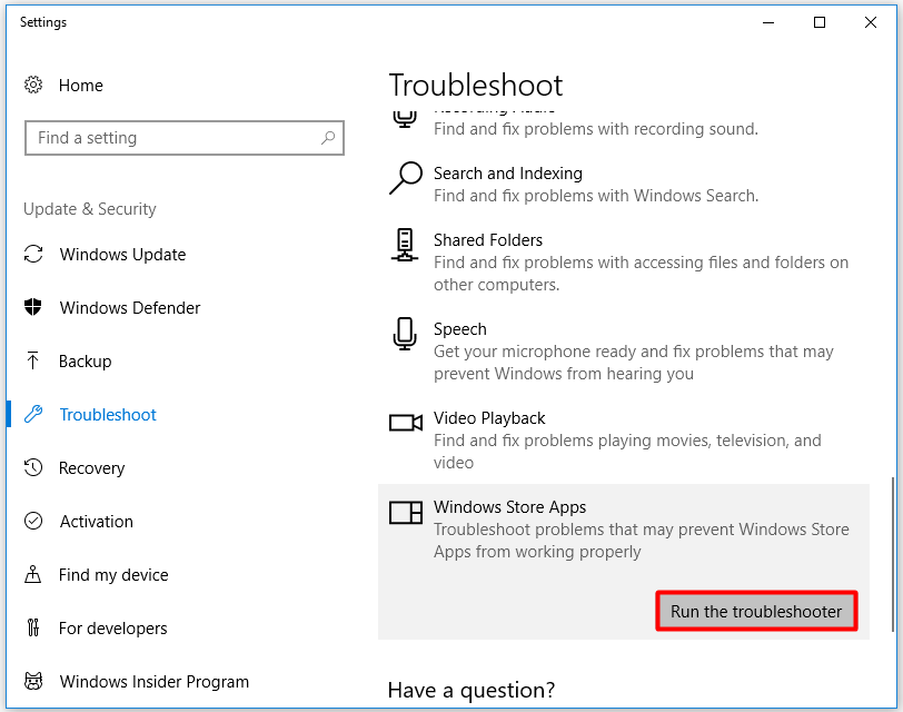 run Windows Store Apps as troubleshooter