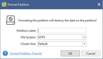 set for the formatted partition