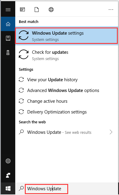 Input Windows Update in Cortana
