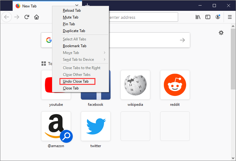 how to reopen closed tab in Firefox