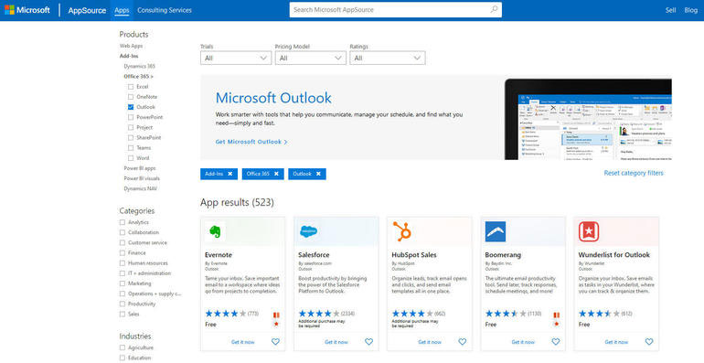 install add-ins at Microsoft's Office Store