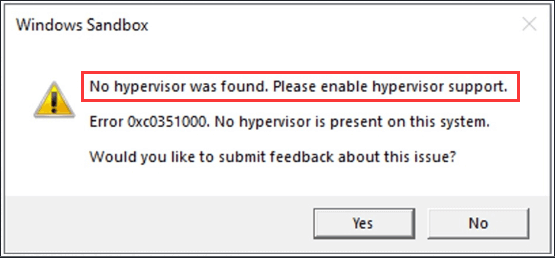 no hypervisor was found error