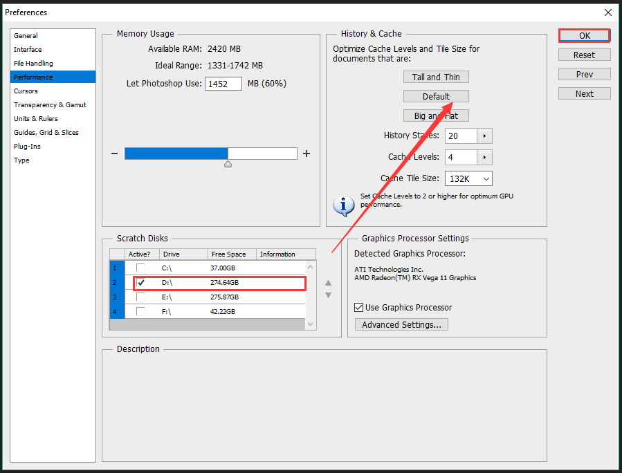 set another hard drive as scratch disks