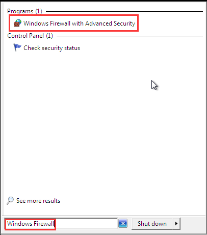 open Windows Firewall with advanced security