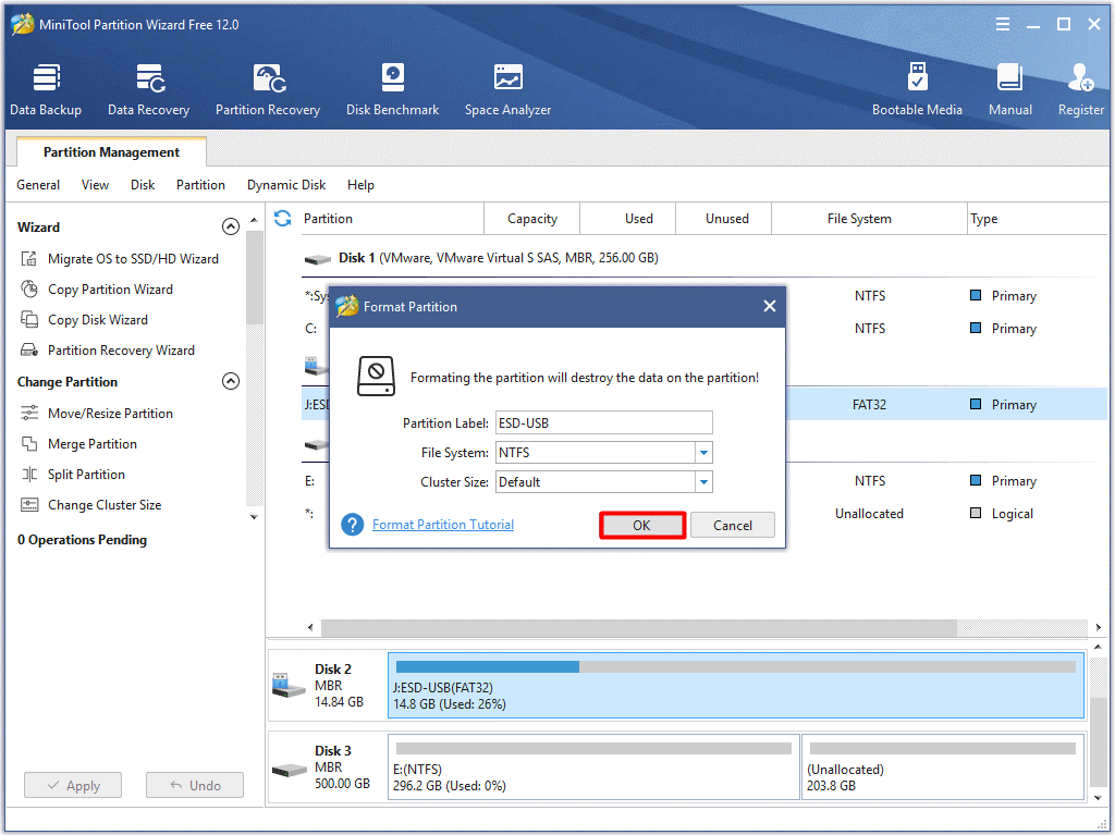 set a partition label and file system for the formatted partition