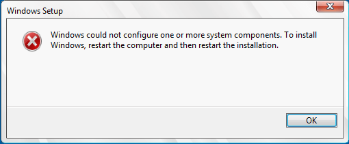 Windows could not configure one or more system components