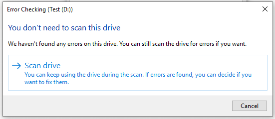 click on Scan drive