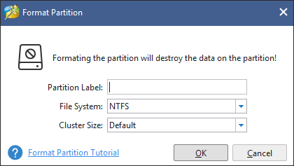 select NTFS file system from the partition